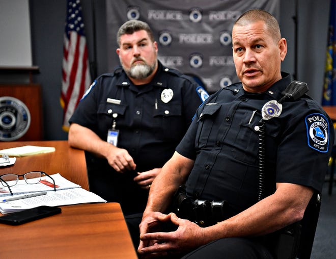 Lt. Ray Krzywulak, front, and Lt. Art Archambeault are shown during an interview with The York Dispatch at York County Regional Police Headquarters in York Township, Wednesday, April 17, 2024. (Dawn J. Sagert/The York Dispatch)