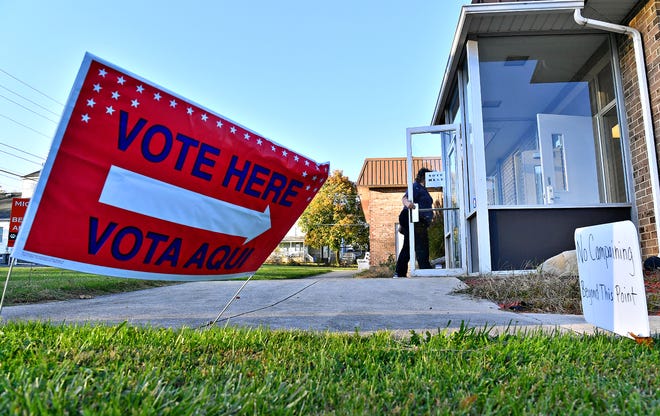 A voter enters the Commonwealth Fire Co No. 1 Station 893 polling location during Election Day in Springettsbury Township, Tuesday, Nov. 7, 2023. (Dawn J. Sagert/The York Dispatch)