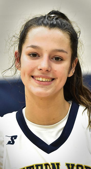 Eastern York's Arianna Seitz was named MVP of the Eastern York Girls' Basketball Rotary Club Holiday Tournament after the Golden Knights beat Bermudian Springs, 59-51, in the final in Wrightsville on Thursday, Dec. 28, 2023.
