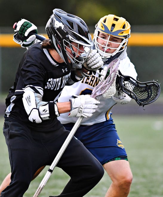 South Western vs. Eastern York during boys’ lacrosse action at Eastern York High School in Lower Windsor Township, Tuesday, May 2, 2023. South Western would win the game 13-6. Dawn J. Sagert photo